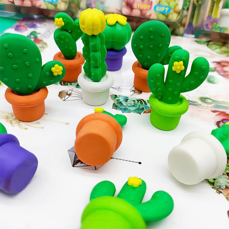 Kaemi 30 Pcs Cactus Erasers Desk Pets for Kids Classroom Prizes Fun Cool 3D Puzzle Erasers Bulk Mini Cute Pencil Eraser Pals Toys for Party Favors Treasure Box Goodie Bag Stuffers - Image 4